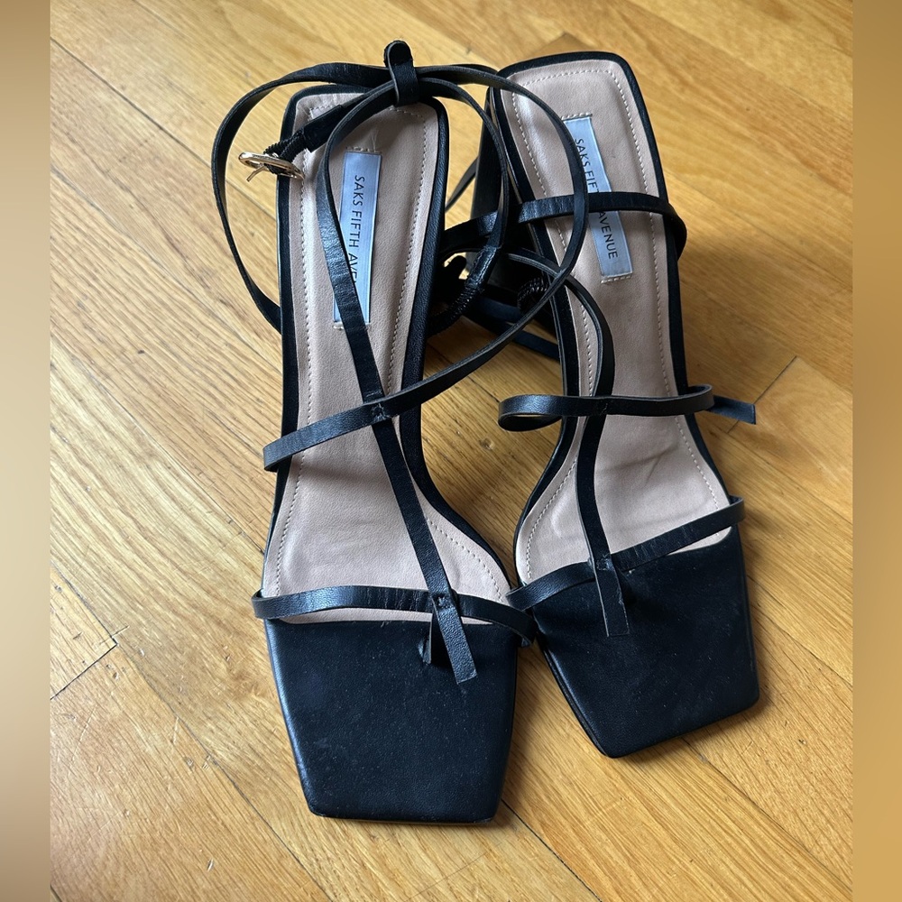 Saks Fifth Avenue Black Heels Elegant Strappy Design